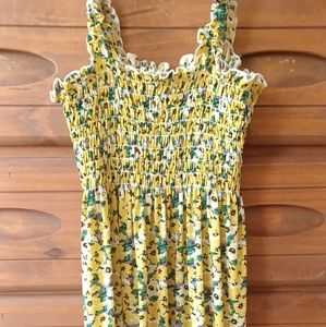 Yellow polyester flower patterned dress